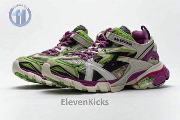 568615 W2GN3 9199 Blenciaga Track 2 Sneaker White Green Pink - Image 6