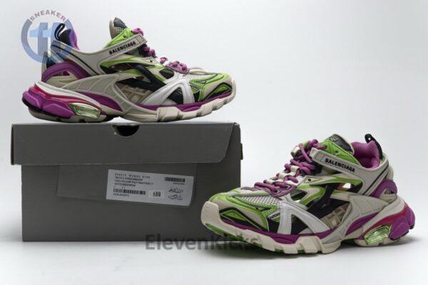 568615 W2GN3 9199 Blenciaga Track 2 Sneaker White Green Pink - Image 2