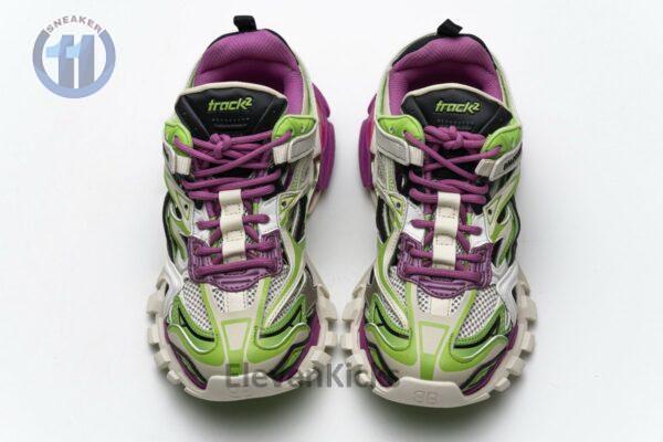 568615 W2GN3 9199 Blenciaga Track 2 Sneaker White Green Pink - Image 4
